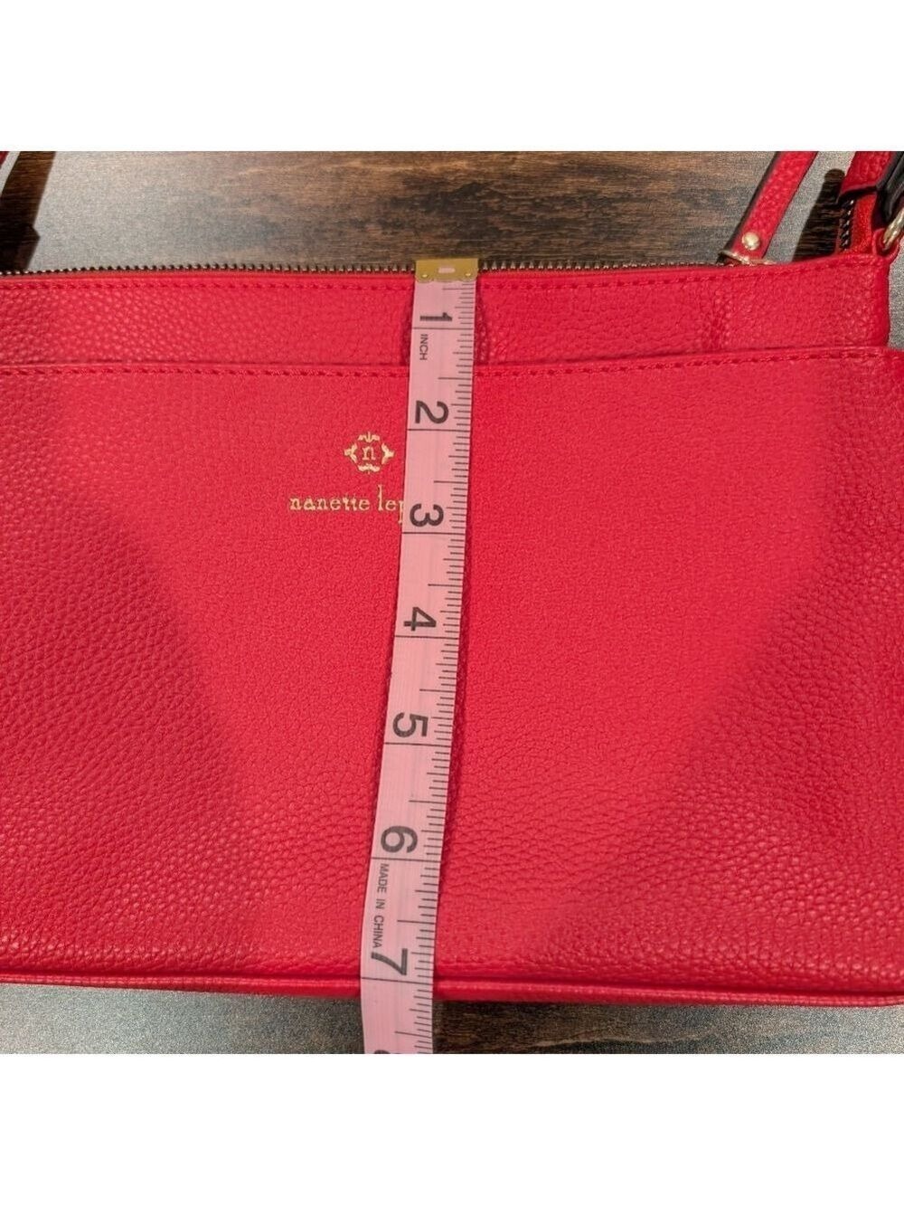 Nanette Lepore Red Pebble Leather Crossbody Bag. - Picture 9 of 9